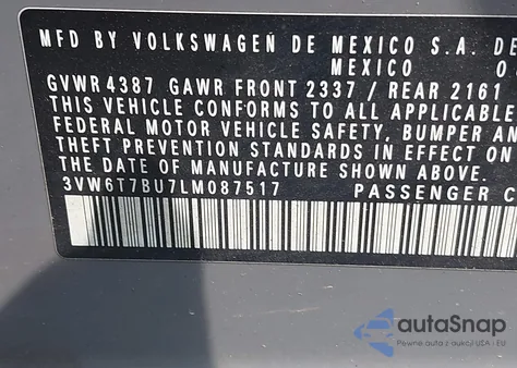 2020 Volkswagen Jetta Gli 2.0T Autobahn/2.0T S из США, поврежденный, VIN 3VW6T7BU7LM087517